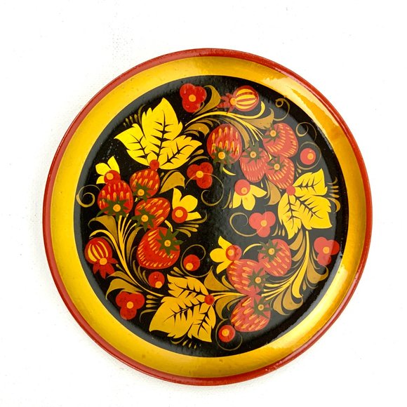 Vintage Russian Lacquerware Khokhloma Set Of 5 Wooden Items - Picture 5 of 16